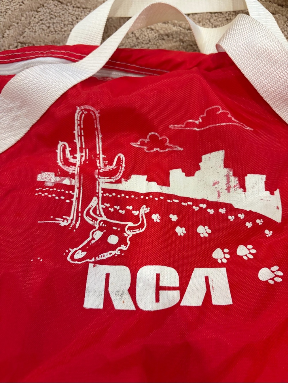 Vintage RCA Promotional Duffel Gym Bag Red White Retro Logo - Picture 3 of 5